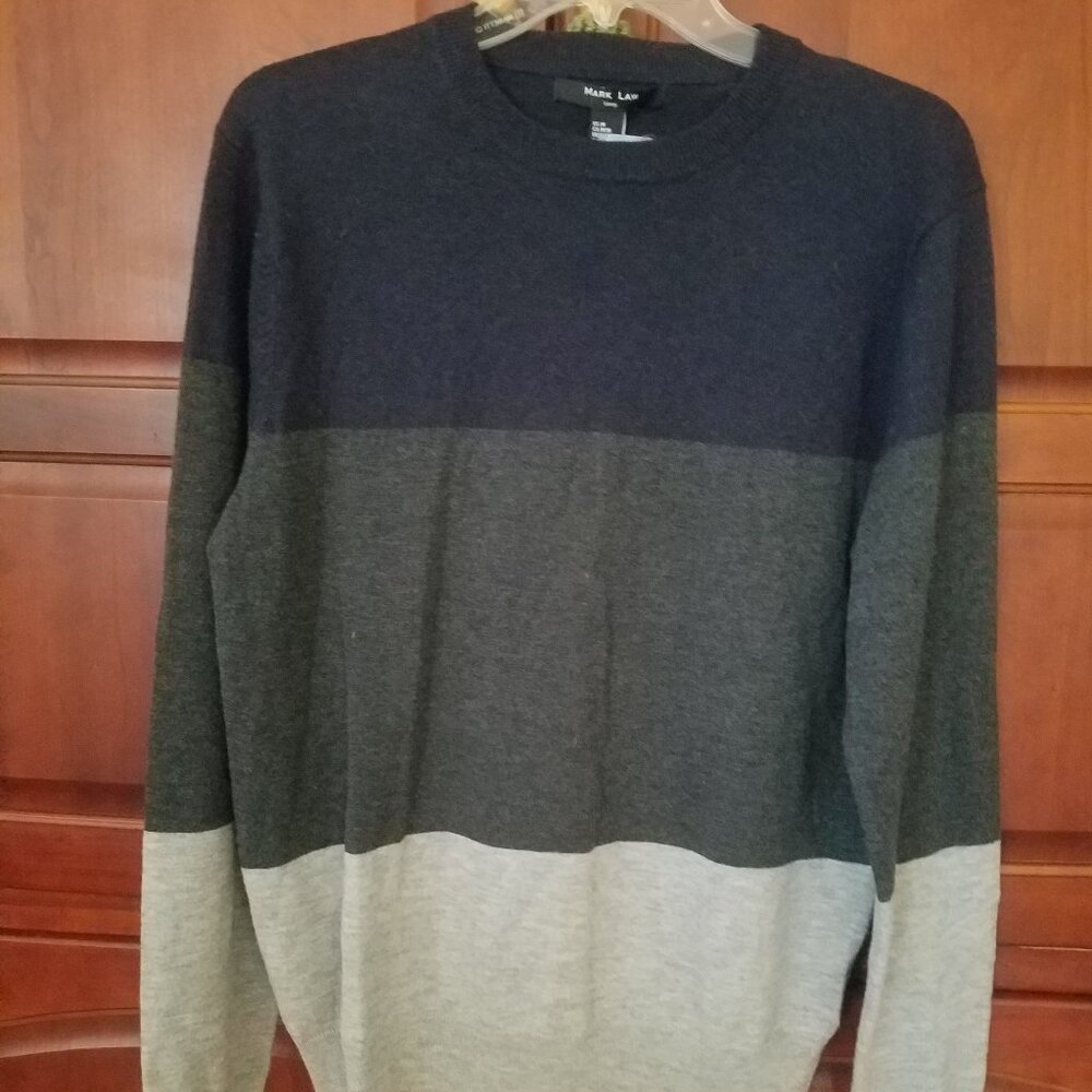 NEW Mark Law Luxury Men's Black/Grey Crew Pullover Sweater Size M